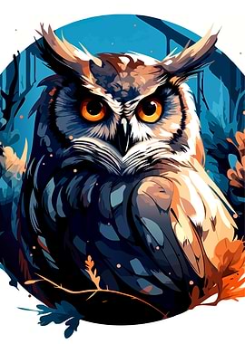 Majestic Owl Portrait in Digital Art