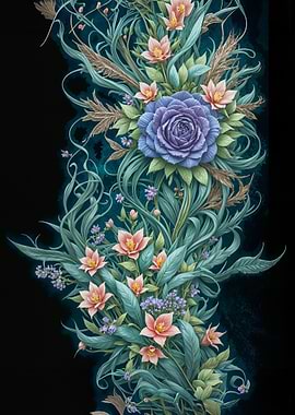 Floral Arrangement on Dark Background