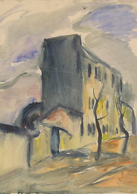 Watercolor Building Landscape