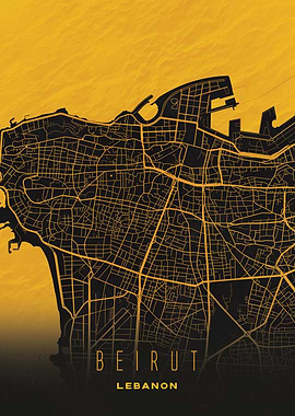 Beirut, Lebanon City Map Artwork - Modern Minimalist Street Map of Beirut's Iconic Urban Landscape