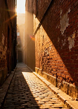 Sunlit Brick Alleyway