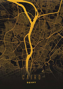 Cairo, Egypt City Map Artwork - Modern Minimalist Street Map of Cairo's Iconic Urban Landscape