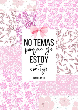 No Temas, Bible Verse in Spanish with Pink Collage