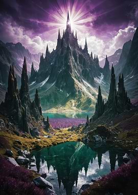 Luminescent Peak — Surreal Fantasy Mountain Landscape