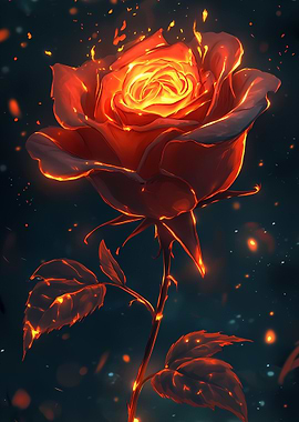 Fiery Rose Digital Art