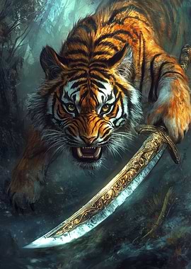 Tiger with Sword in Jungle