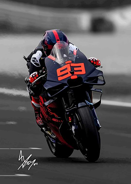 Motorcycle Racer with Number 93