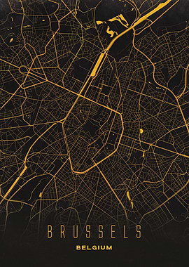 Brussels, Belgium City Map Artwork - Modern Minimalist Street Map of Brussels's Iconic Urban Landscape
