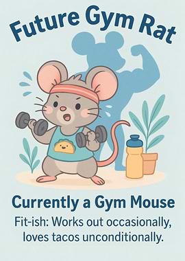 Future Gym Rat Cartoon Illustration