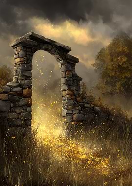 Stone Archway with Golden Light