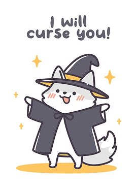 Cute Witch Dog Cartoon Illustration