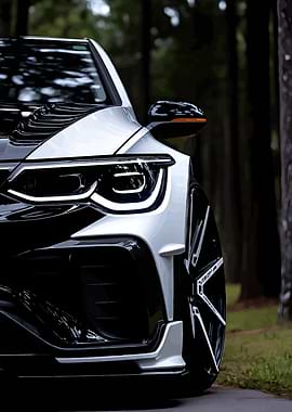 Sleek White Car Front View