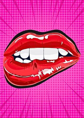 Pop Art Lips with Pink Background