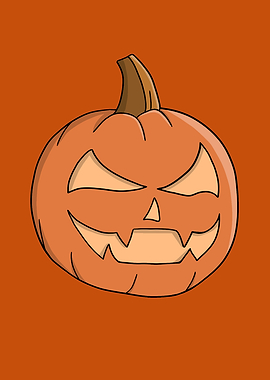 Cartoon Jack-o'-Lantern on Orange Background