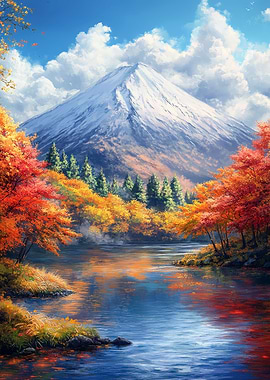 Autumn Mountain Lake Landscape