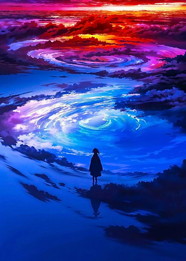 Whirlwind Sky with Figure