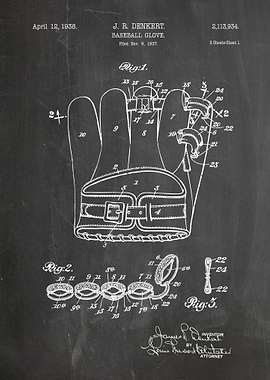 Baseball Glove Patent Blueprint