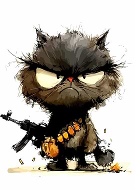 Grumpy Cat with Gun