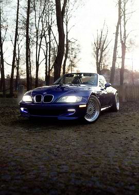 Blue BMW Z3 Roadster in Nature