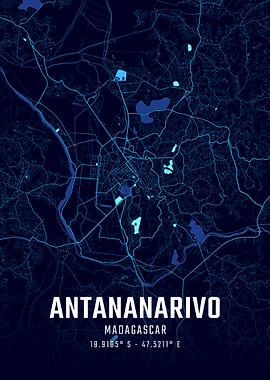 Antananarivo Midnight City Map