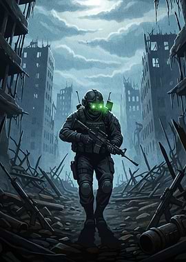 Soldier Destroyed City