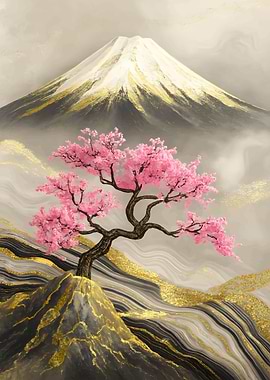 Mount Fuji and Cherry Blossom Kintsugi