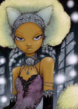 Elegant Woman with Cat Ears