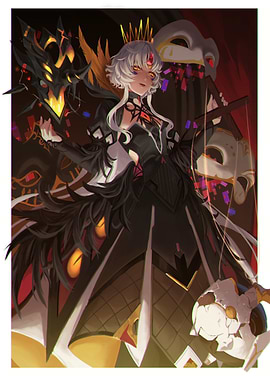 Elegant Dark Fantasy Character with Masks