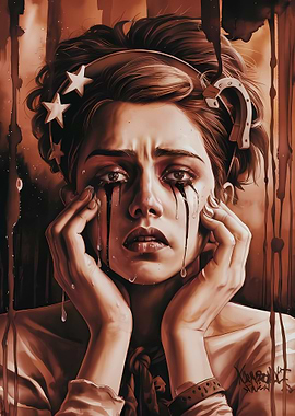 Distressed Woman with Star and Horseshoe