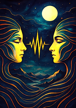 Golden Faces Under Moonlight