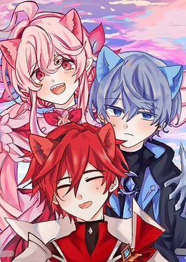Anime-style characters with cat ears