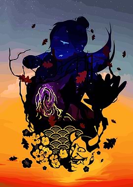 Japanese Folklore Digital Art Composition