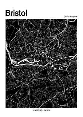 Bristol Black and White Map