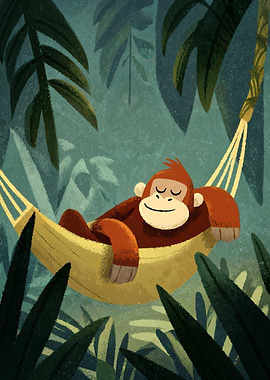 Monkey Relaxing in Hammock
