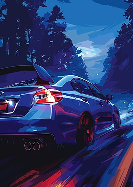 Blue Subaru WRX STI Digital Art