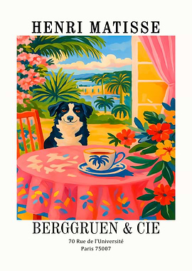 Henri Matisse style dog art print