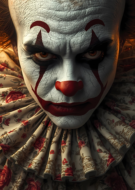 Creepy Clown with Floral Collar