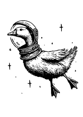 Duck in Space Helmet Illustration