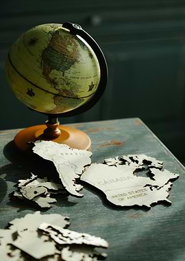 Globe and Wooden Map Pieces
