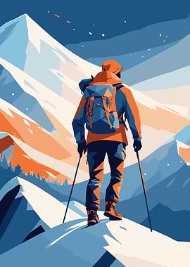Mountain Climber Vector Illustration