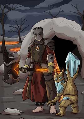 Fantasy Warrior and Crystal Creature