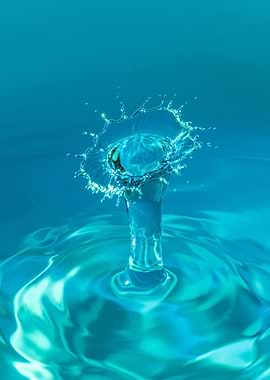 Water Drop Collision in Turquoise