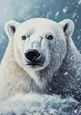 Polar Bear Portrait in Winter Scene