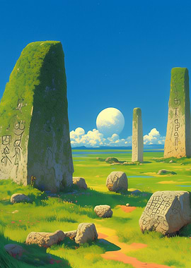 Mystical Standing Stones Landscape