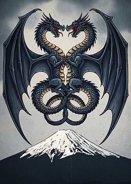 Two Dragons Above Mountain