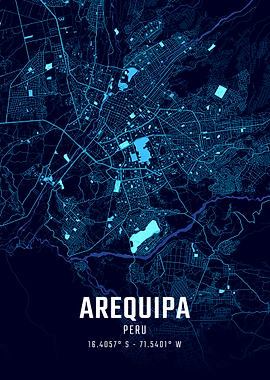 Arequipa Midnight City Map