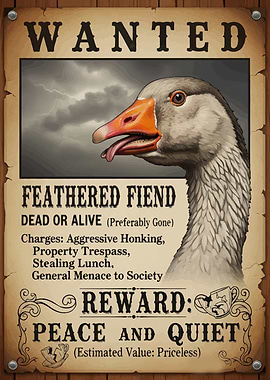 Wanted Poster: Feathered Fiend Goose