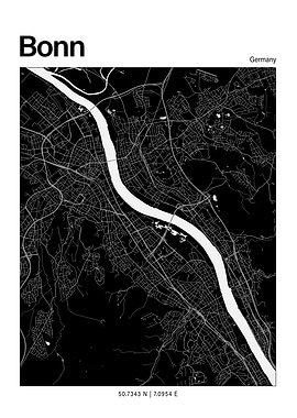 Bonn Black and White Map