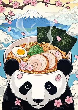Panda Ramen Bowl Mount Fuji