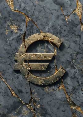 Cracked Euro Symbol on Marble